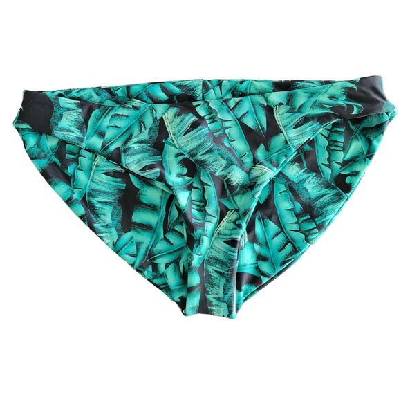 Fused Hawaii Hapuna Tropical State Of Mind Green Black Bikini Bottom Women Sz M - Picture 1 of 7